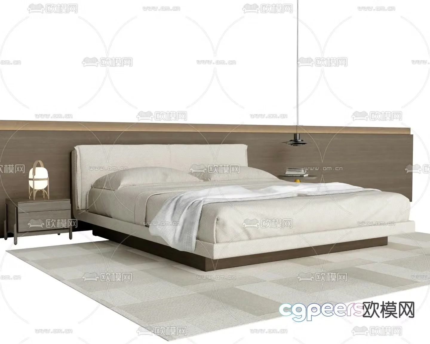Modern double bed 3d model