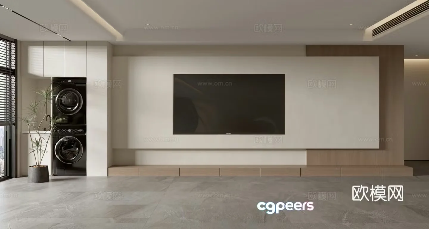 Modern TV background wall 3d model