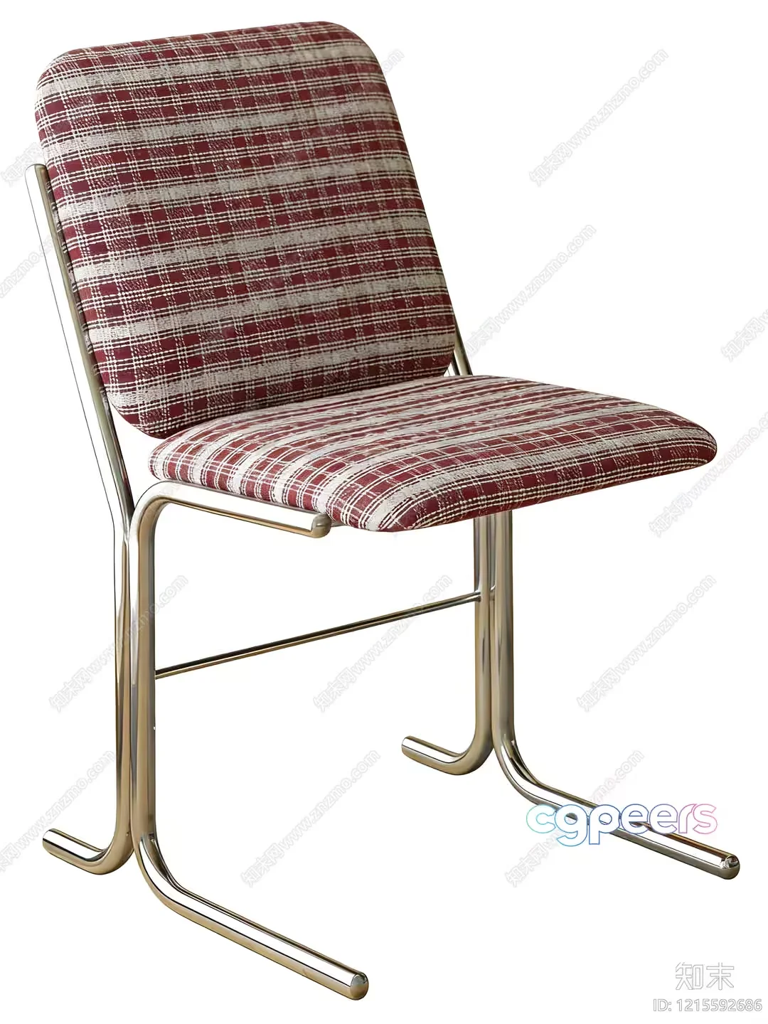 A Red And White Plaid Chair 3D Model – 10184 – VRAY Render