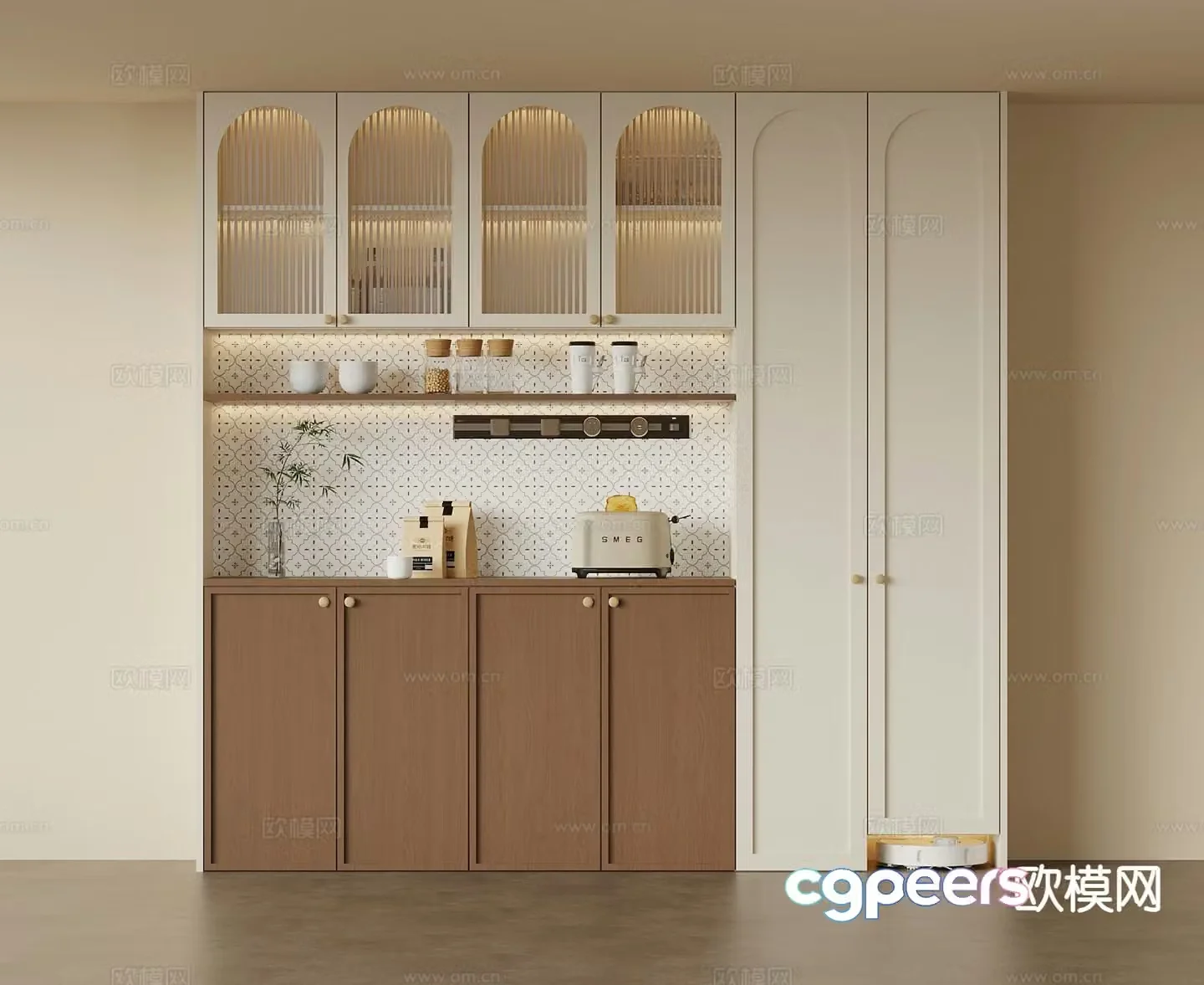 Middle-aged wine cabinet sideboard 3D model