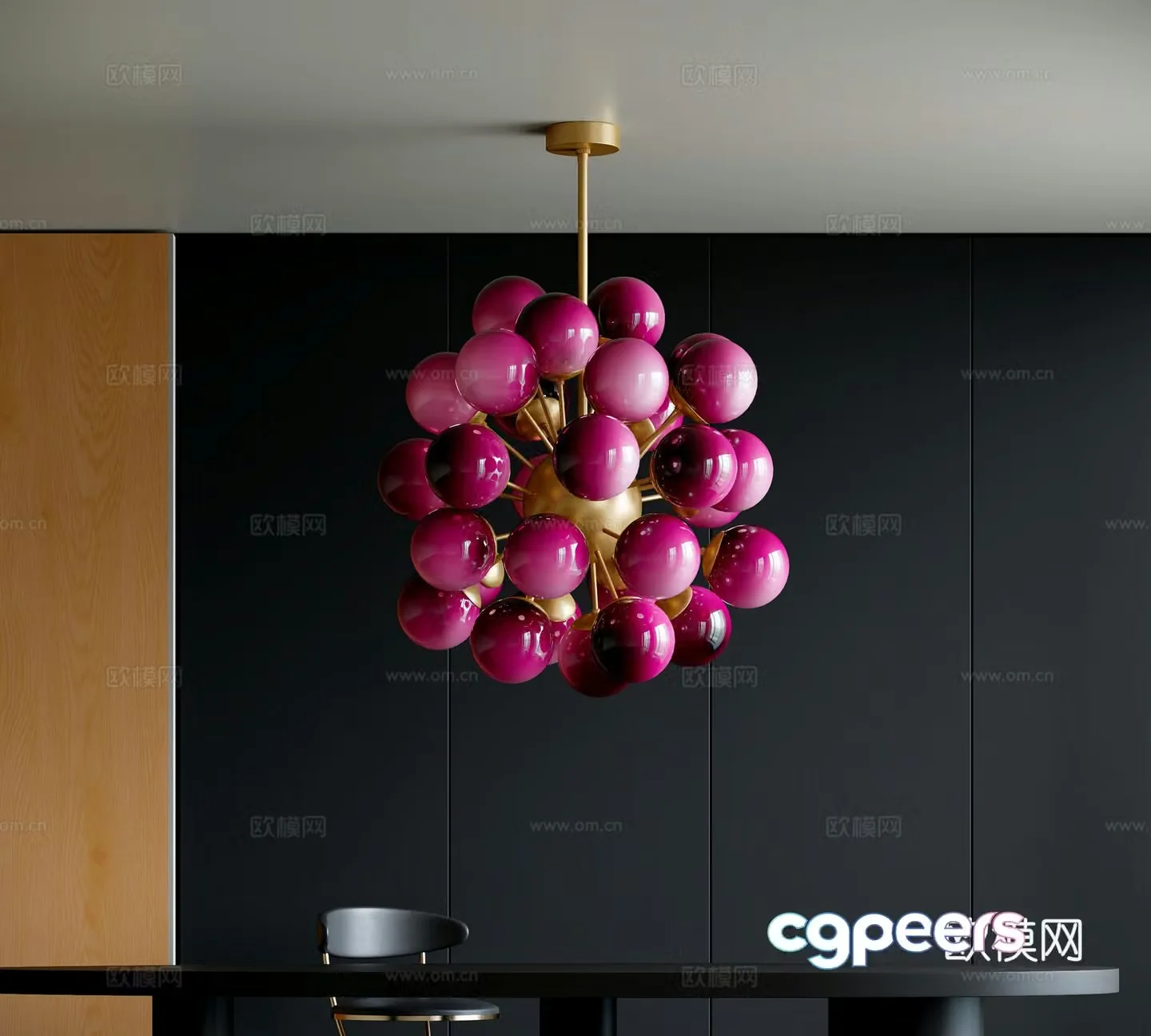 Modern multi-head chandelier 3d model