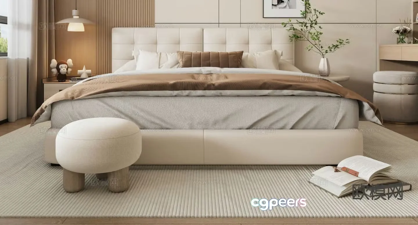 Modern double bed 3d model