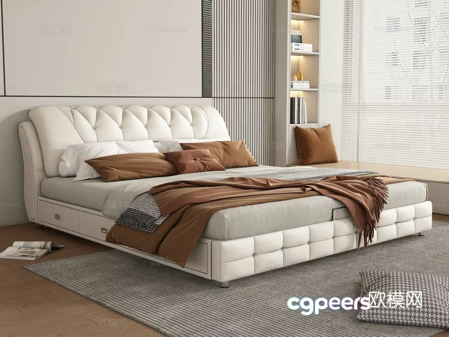 Modern double bed 3d model
