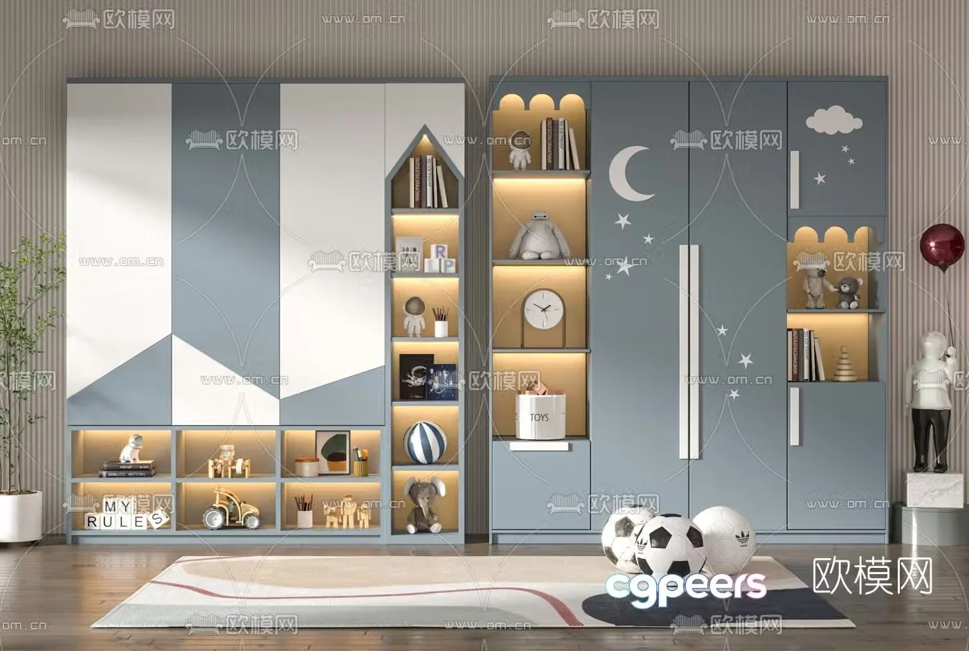Modern children’s wardrobe 3d model