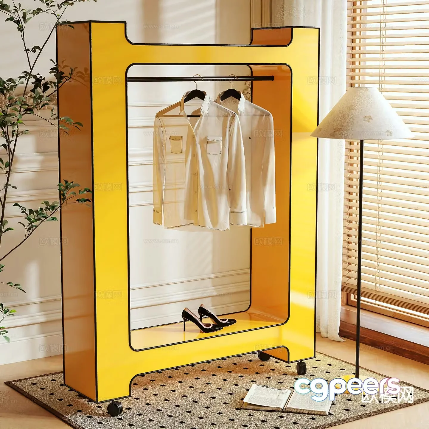 Clothes rack coat rack floor-standing clothes rack 3D model