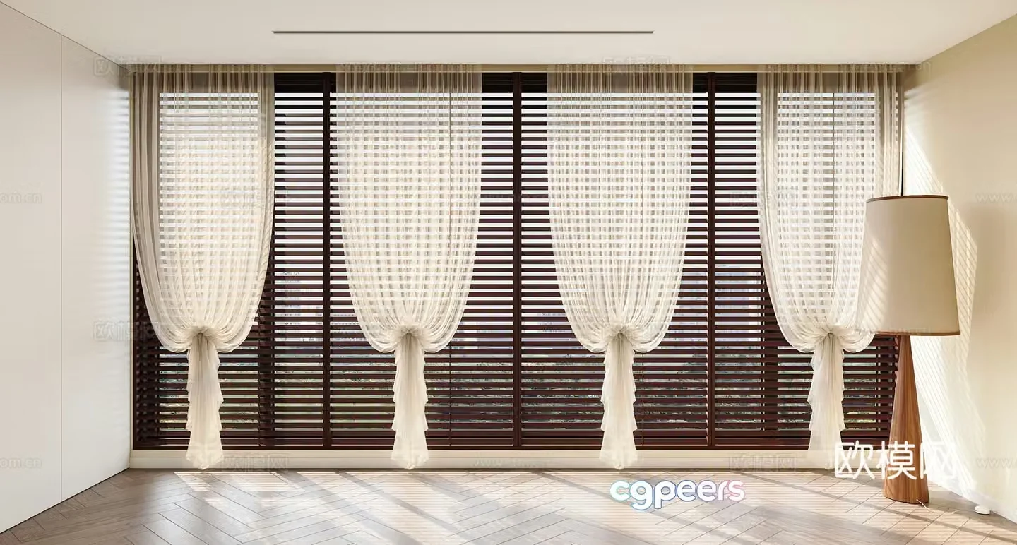 French medieval curtains gauze curtains venetian blinds French curtains medieval curtains 3D model