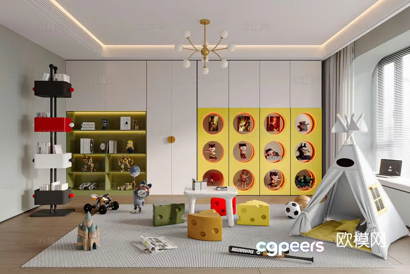 Modern children’s entertainment room 3d model