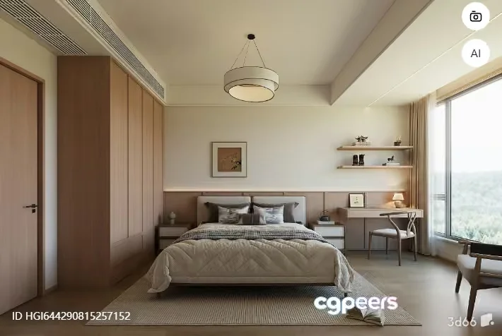 Cozy Modern Bedroom 3D Model – 18078 – VRAY Render
