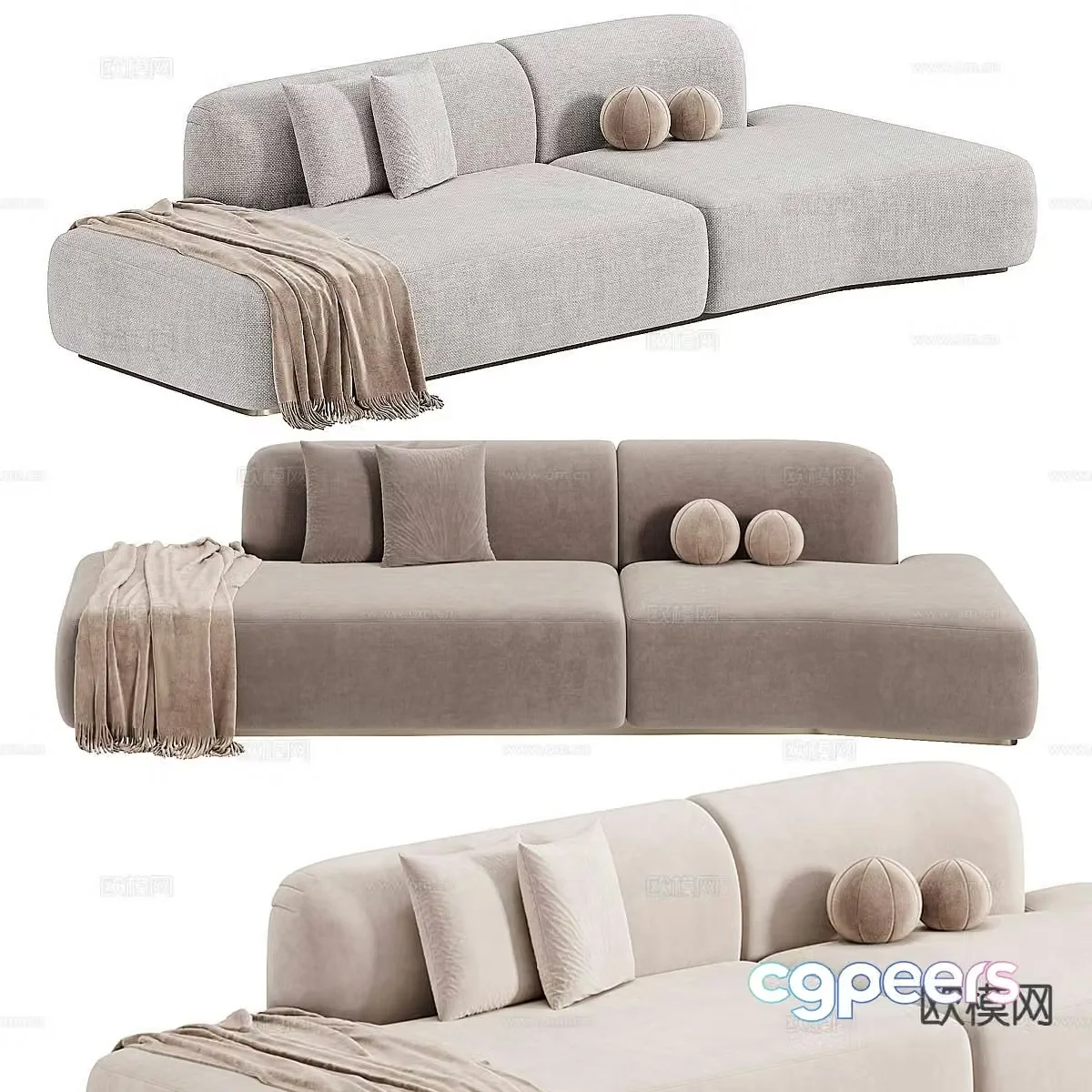 Modern multi-seater sofa 3d model