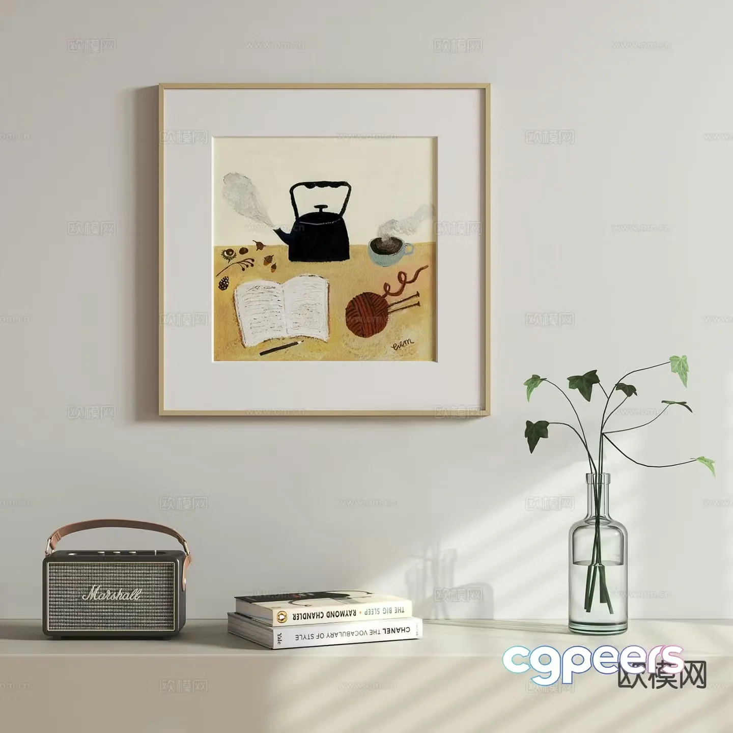 Modern cartoon hanging painting oil painting 3d model