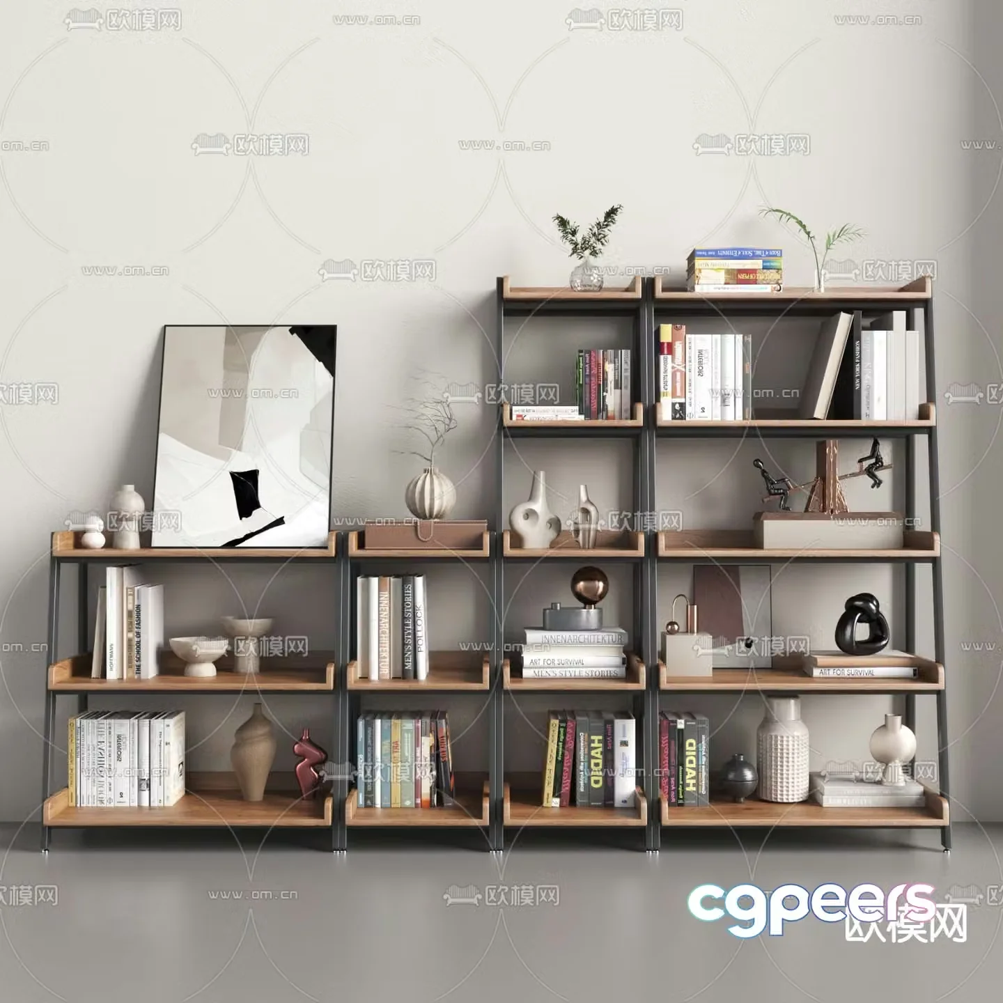 Nordic bookshelf shelf 3D model