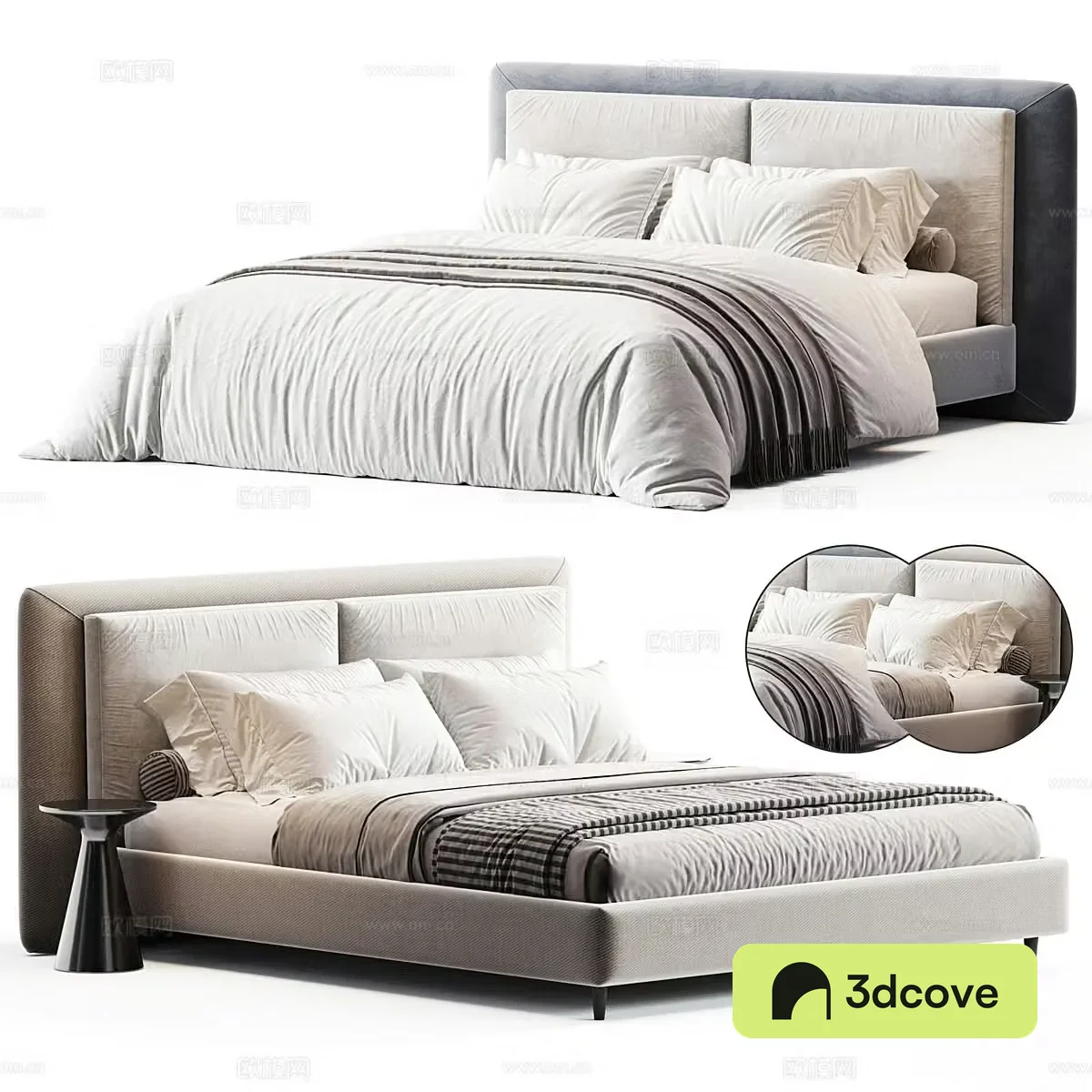 New Chinese style fabric double bed