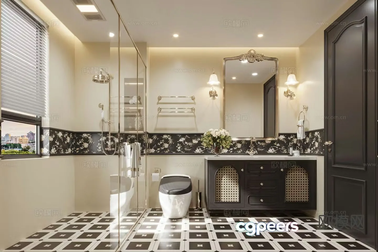 French retro bathroom 3d model