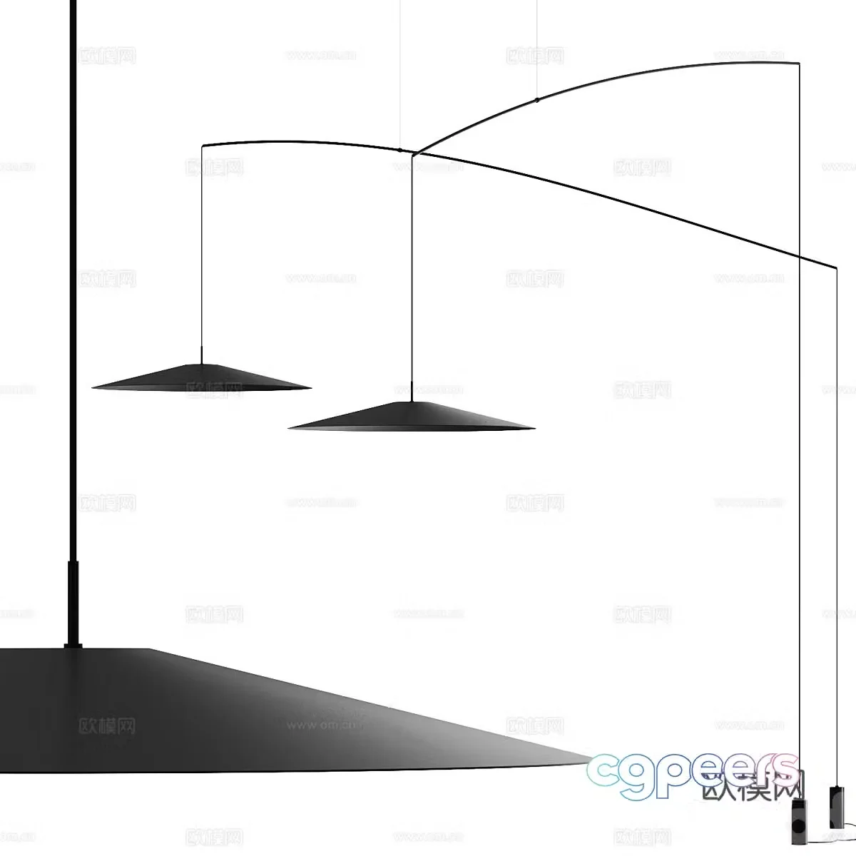 Modern minimalist floor lamp hanging line lamp 3d model