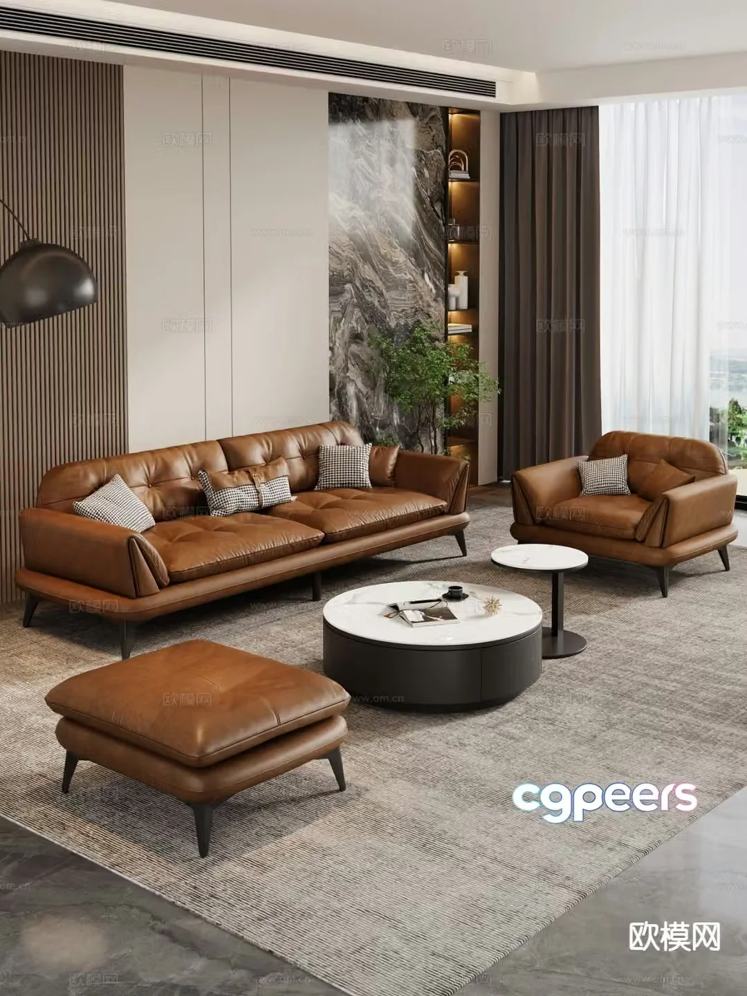 Modern modular sofa leather sofa 3d model