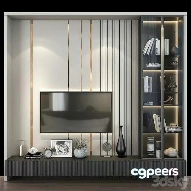 3ds Max Free – TV wall set 267