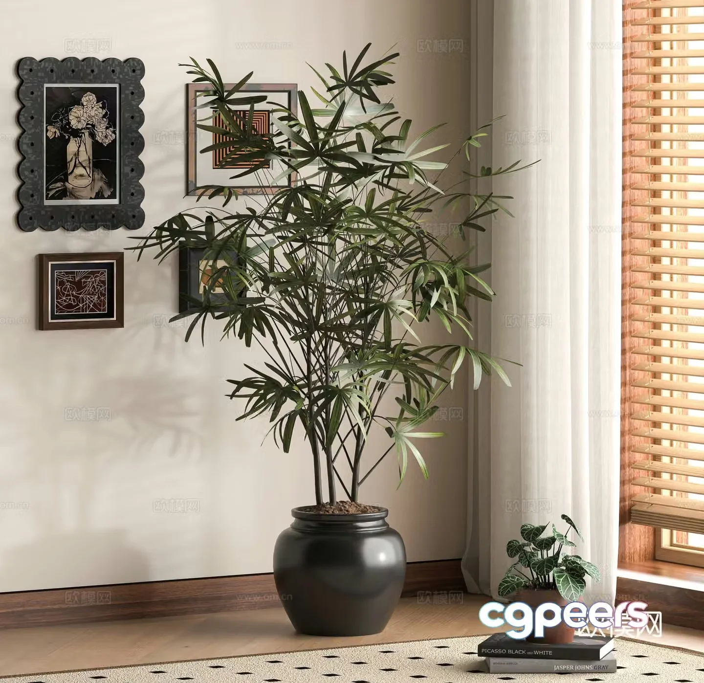 Modern green plants 3d model