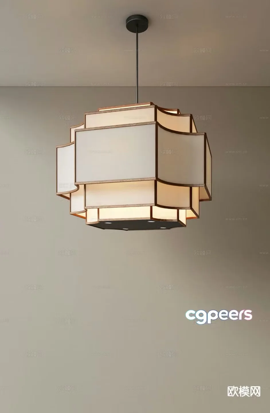 New Chinese style chandelier hall chandelier 3d model
