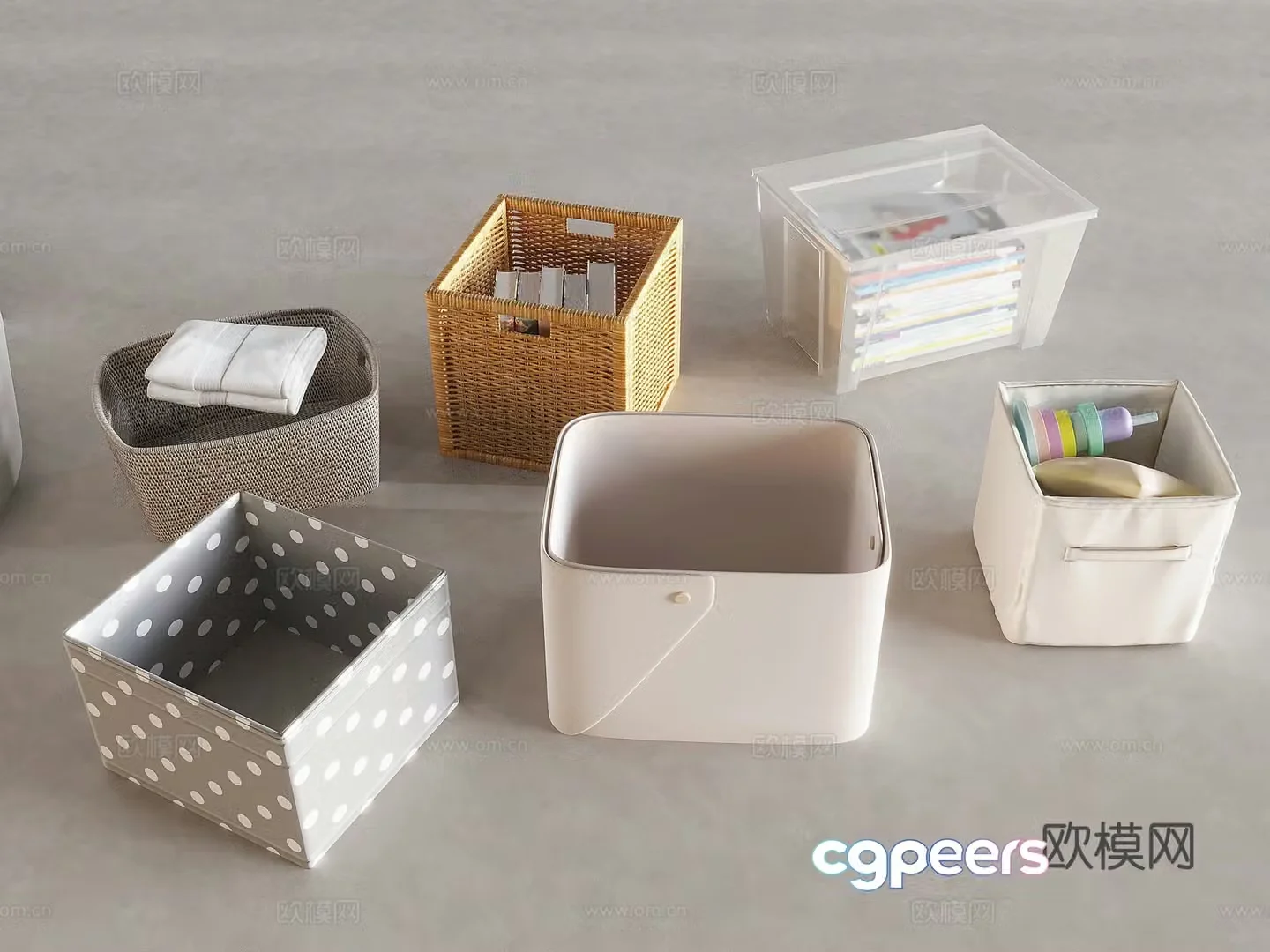 Storage box Organizing box Office storage box Rattan storage basket storage basket 3D model