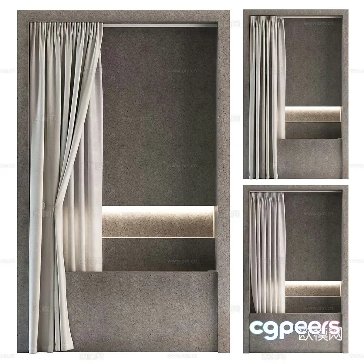 New Chinese shower curtain door curtain 3D model