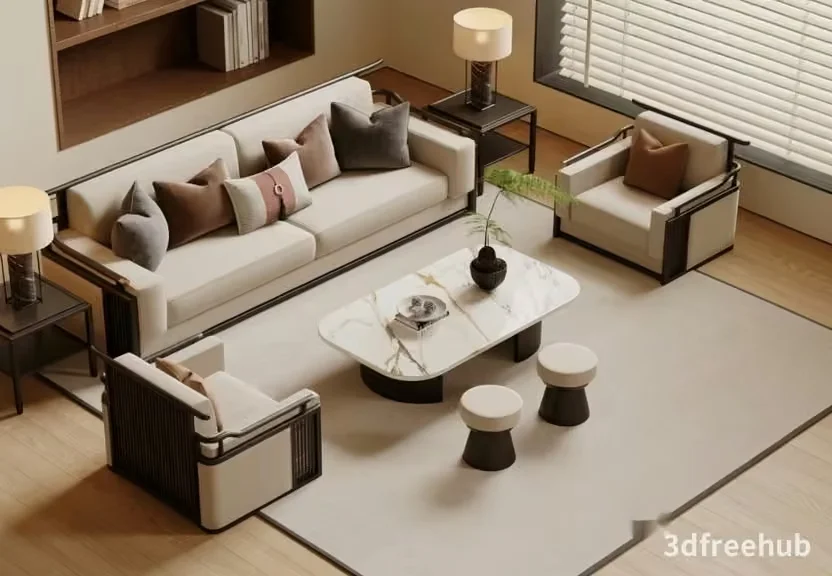 Modern Living Room 3D Model – 3077 – VRAY Render