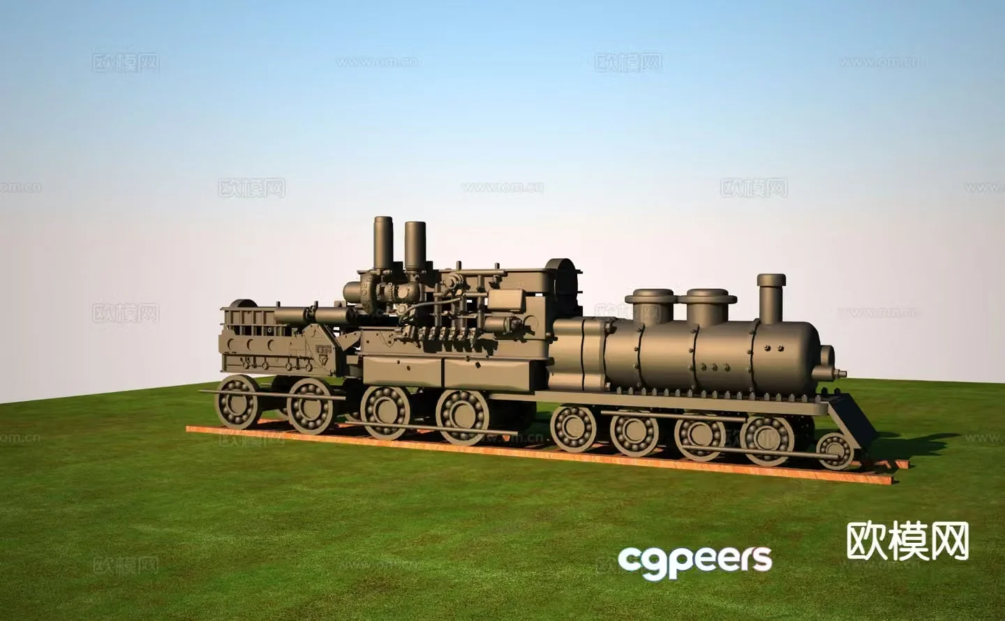 Industrial style sculpture train sculpture 3d model