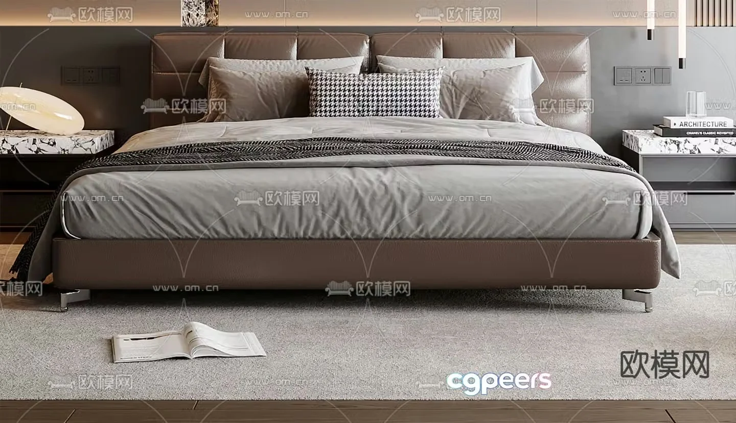 Italian double bed 3d model
