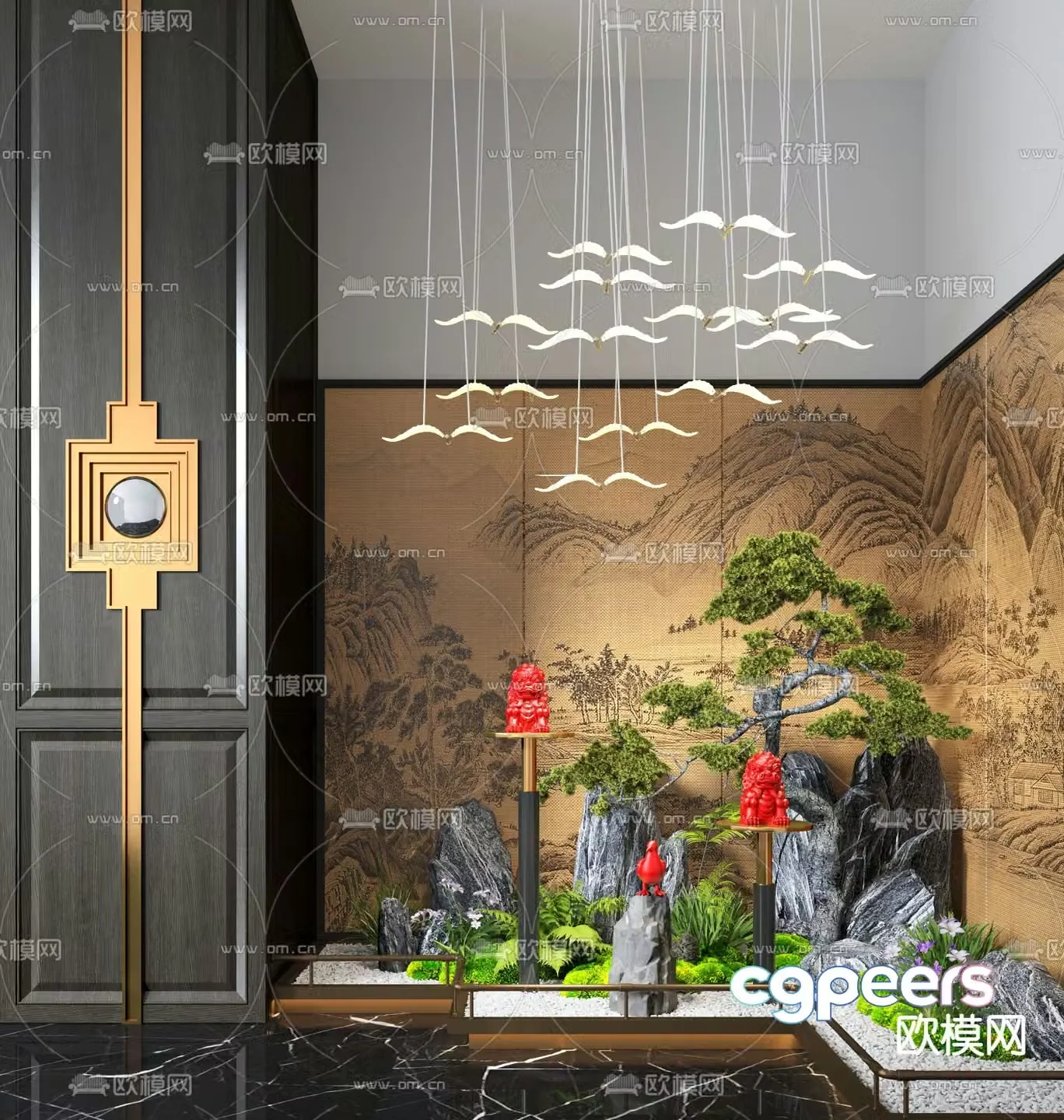 Indoor landscape plant landscaping rockery sculpture 3d model