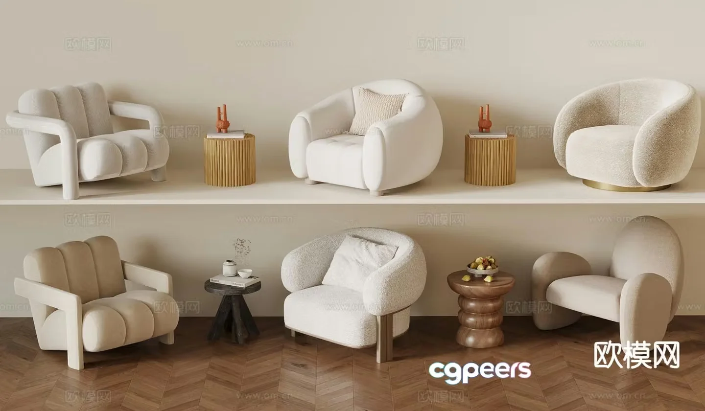 Wabi-sabi style sofa chair leisure sofa 3d model