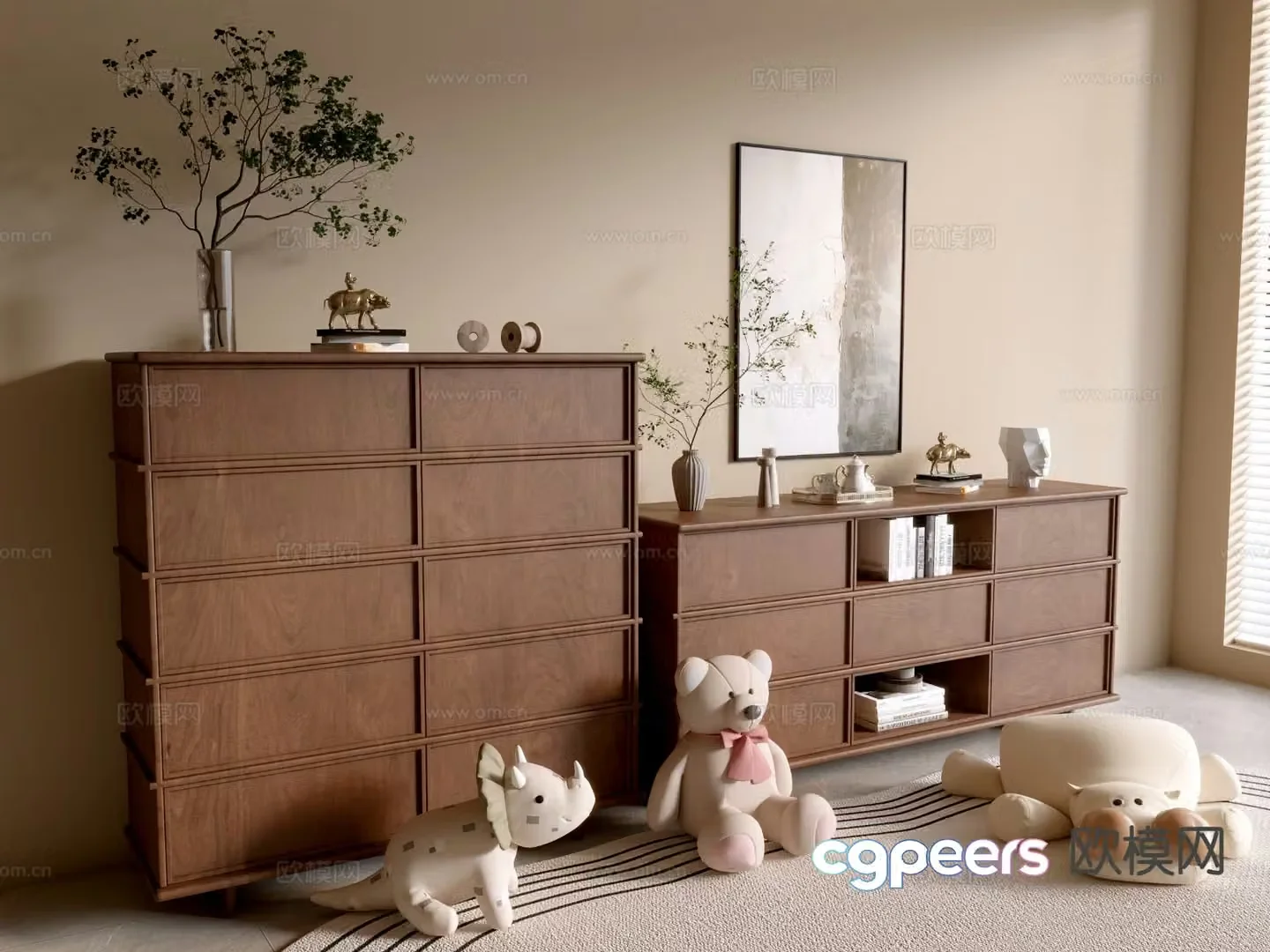 Medieval style entrance cabinet chest of drawers side cabinet chest of drawers 3D model
