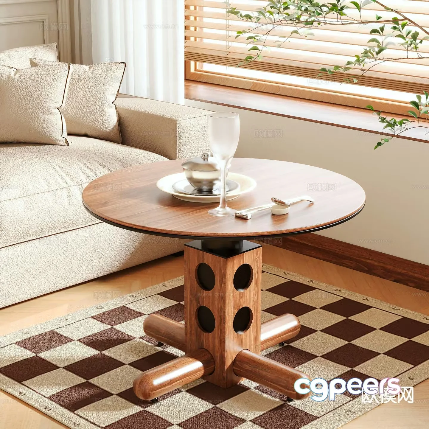 Nordic round coffee table 3d model