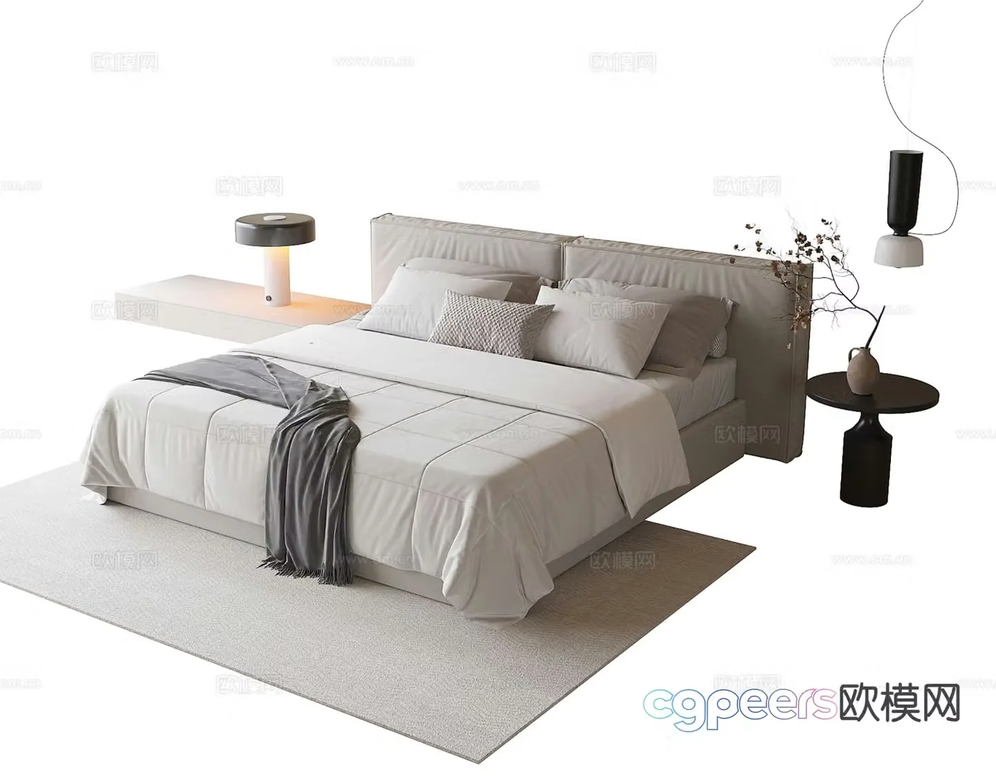 Modern double bed 3d model