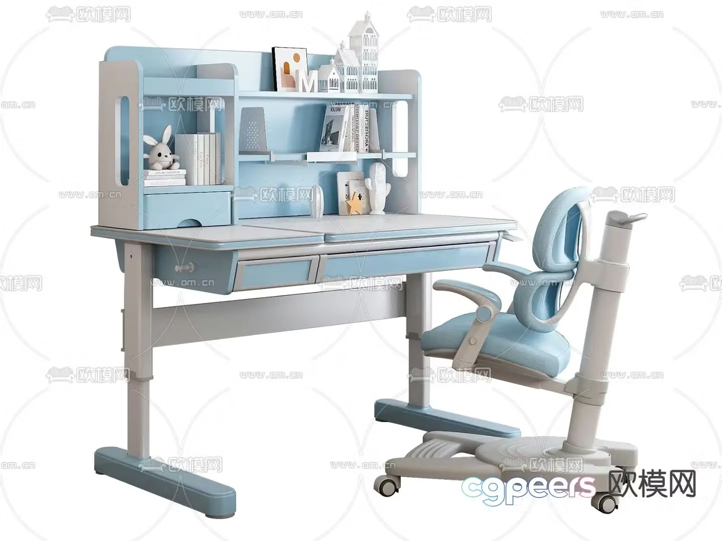 Children’s desk chair lifting desk 3d model