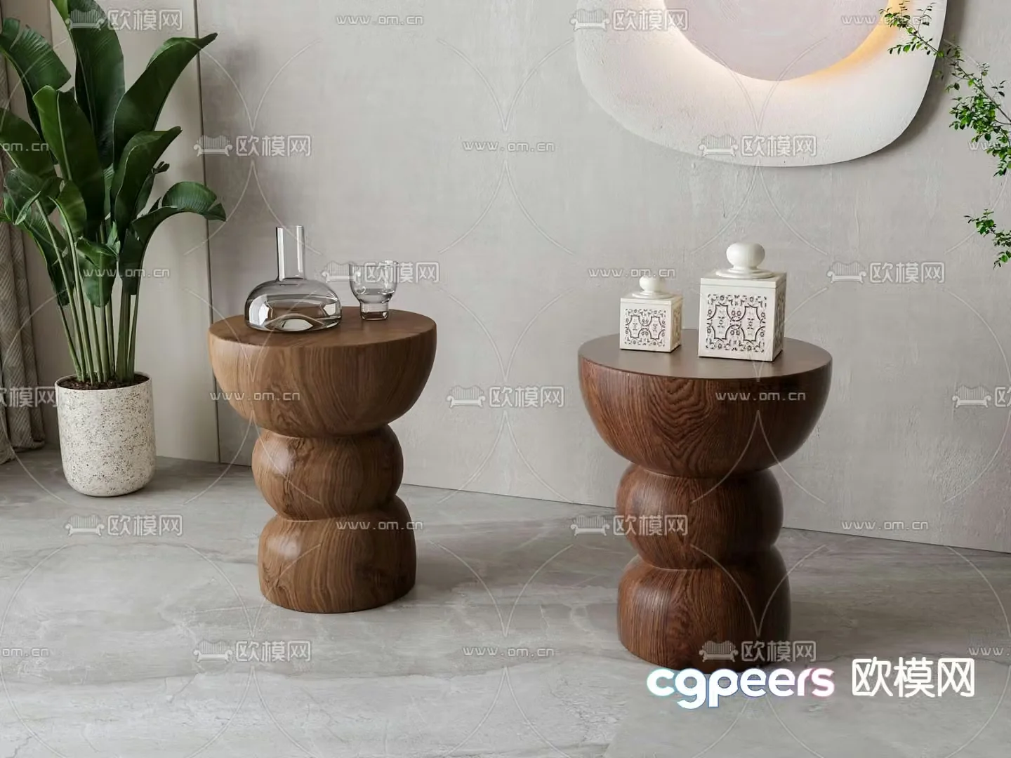 Wabi-sabi circle table side table corner table 3D model