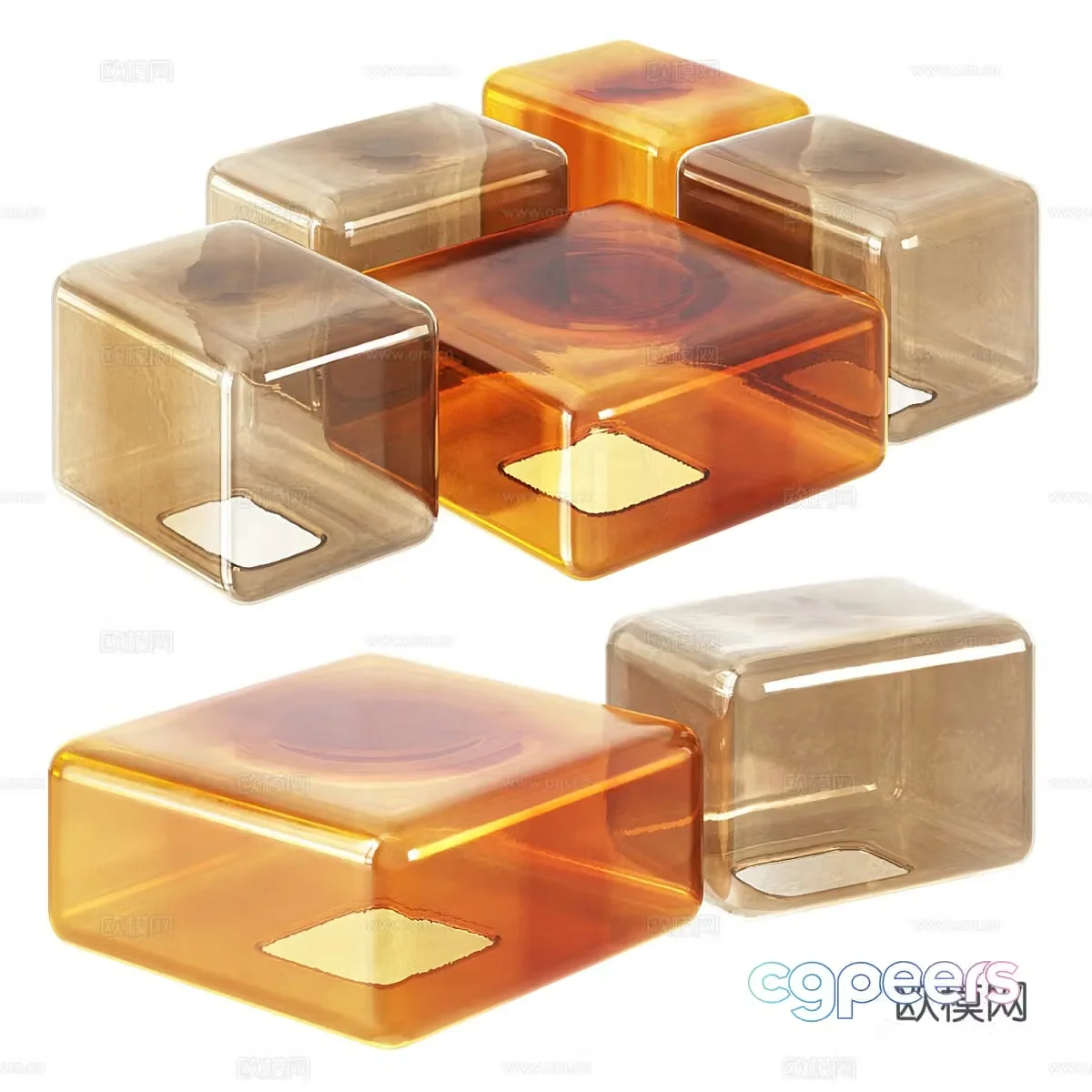 Modern Italian Lokum glass coffee table 3d model