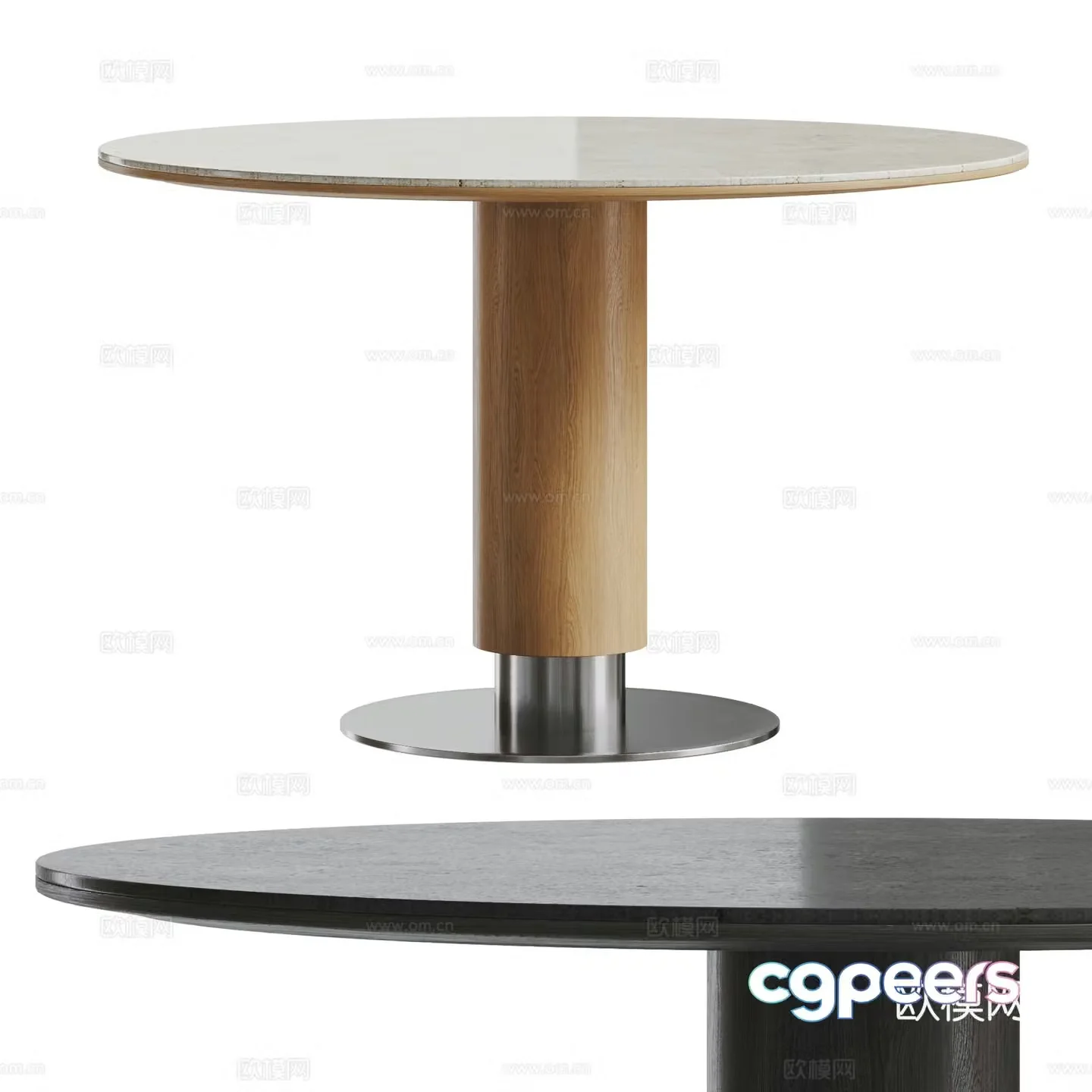 Nordic dining table combination solid wood dining table round dining table UFO dining table I-shaped dining table 3D model
