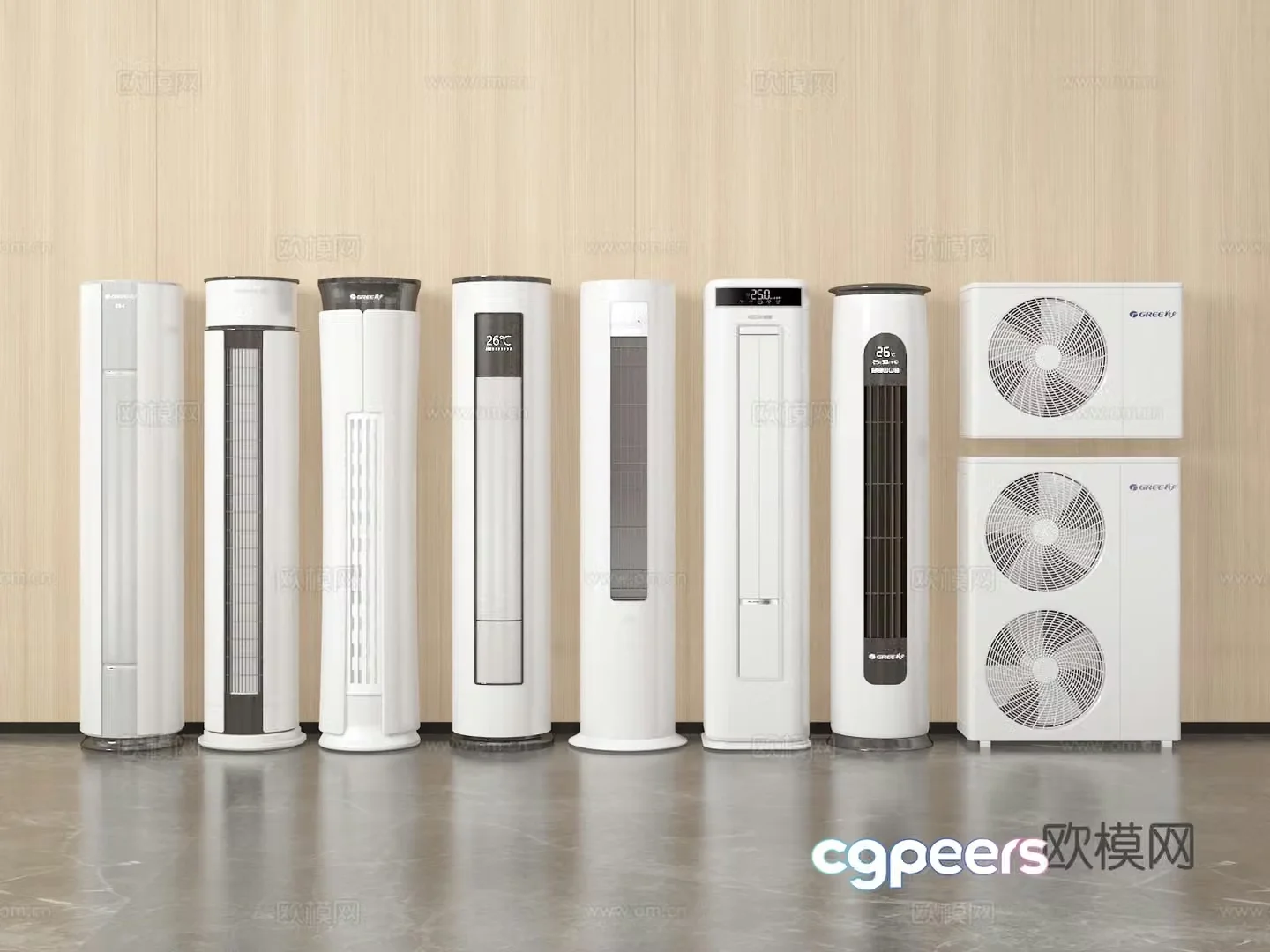 Vertical air conditioner cylindrical air conditioner 3d model