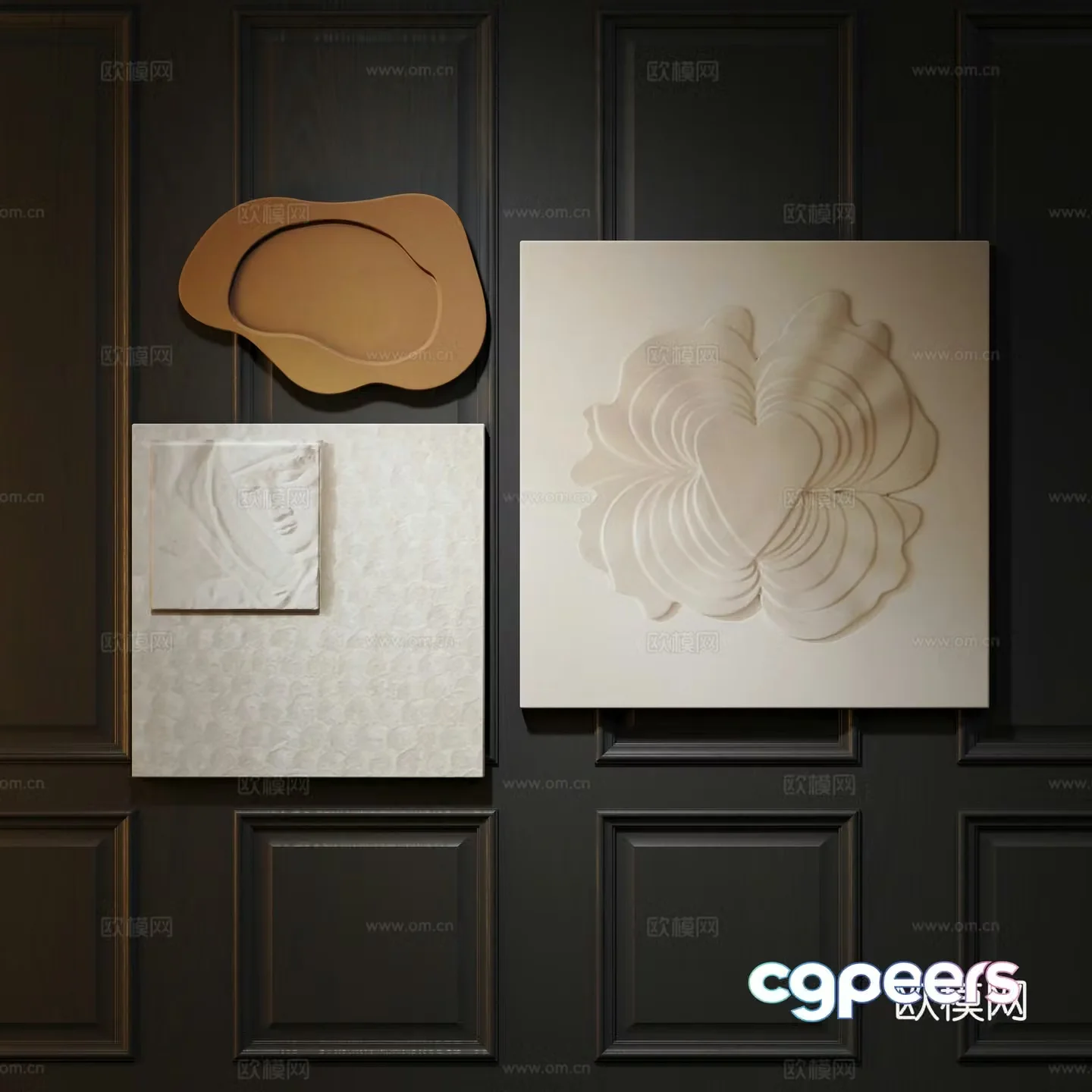 Modern texture painting decorative painting 3d model