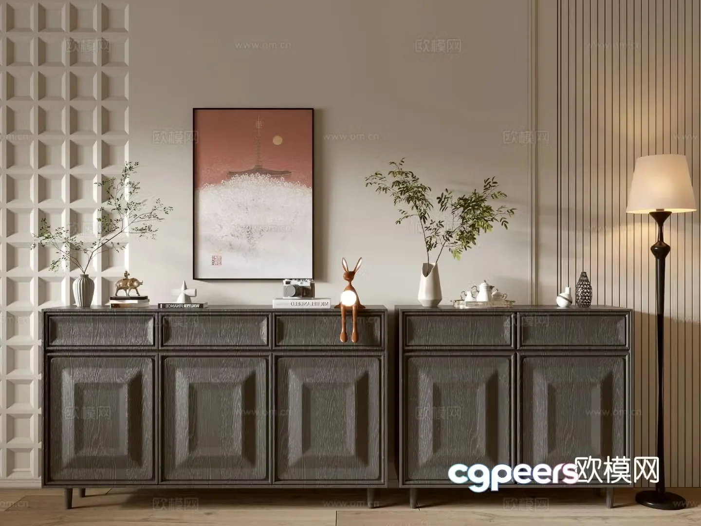 Modern entryway cabinet side cabinet 3d model
