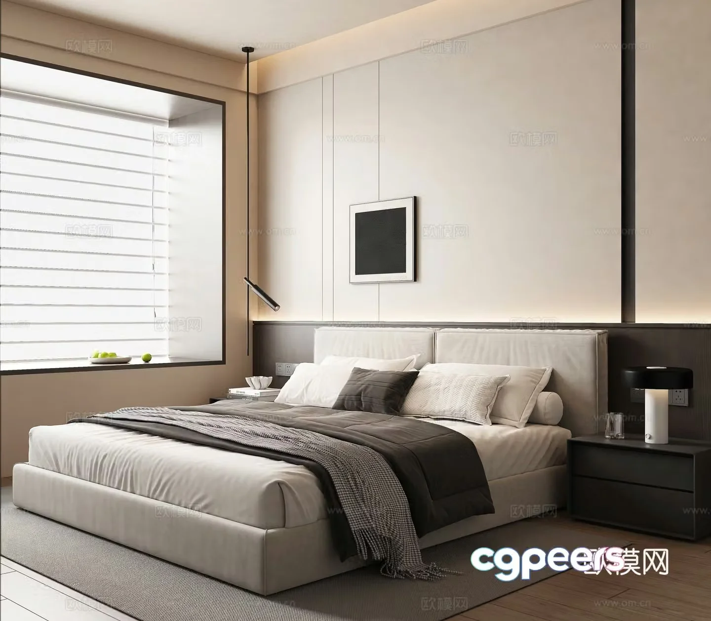Modern double bed 3d model