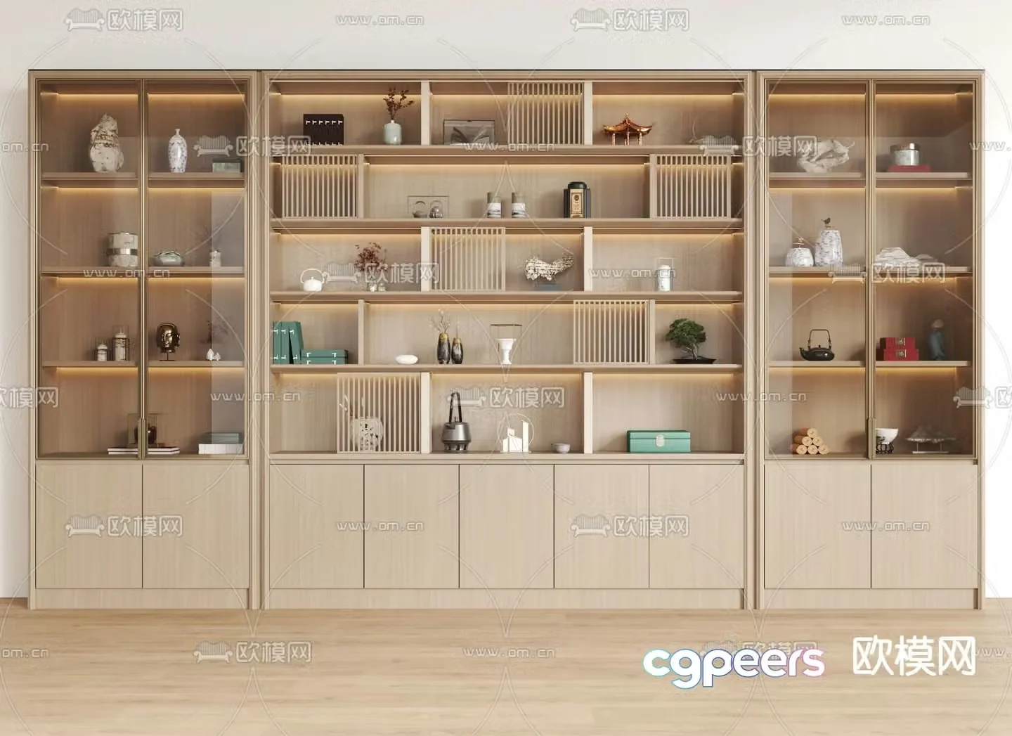 New Chinese style bookshelf storage rack display rack 3d model