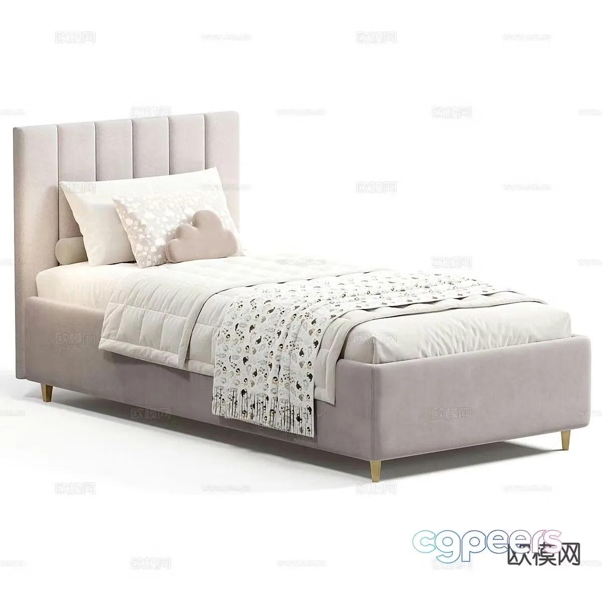 Modern single bed 3d model