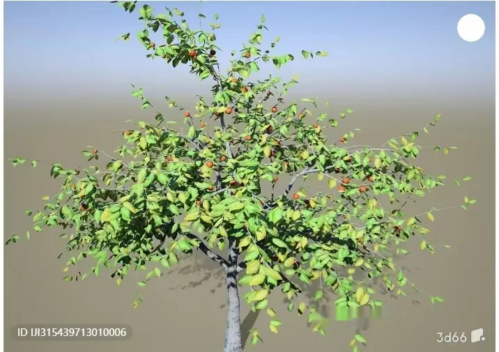 A Tree With Green Leaves And Red Apples 3D Model – 2220 – VRAY Render