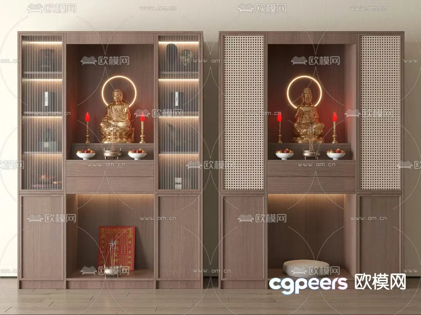 New Chinese style Buddhist niche sacred cabinet offering table 3D model