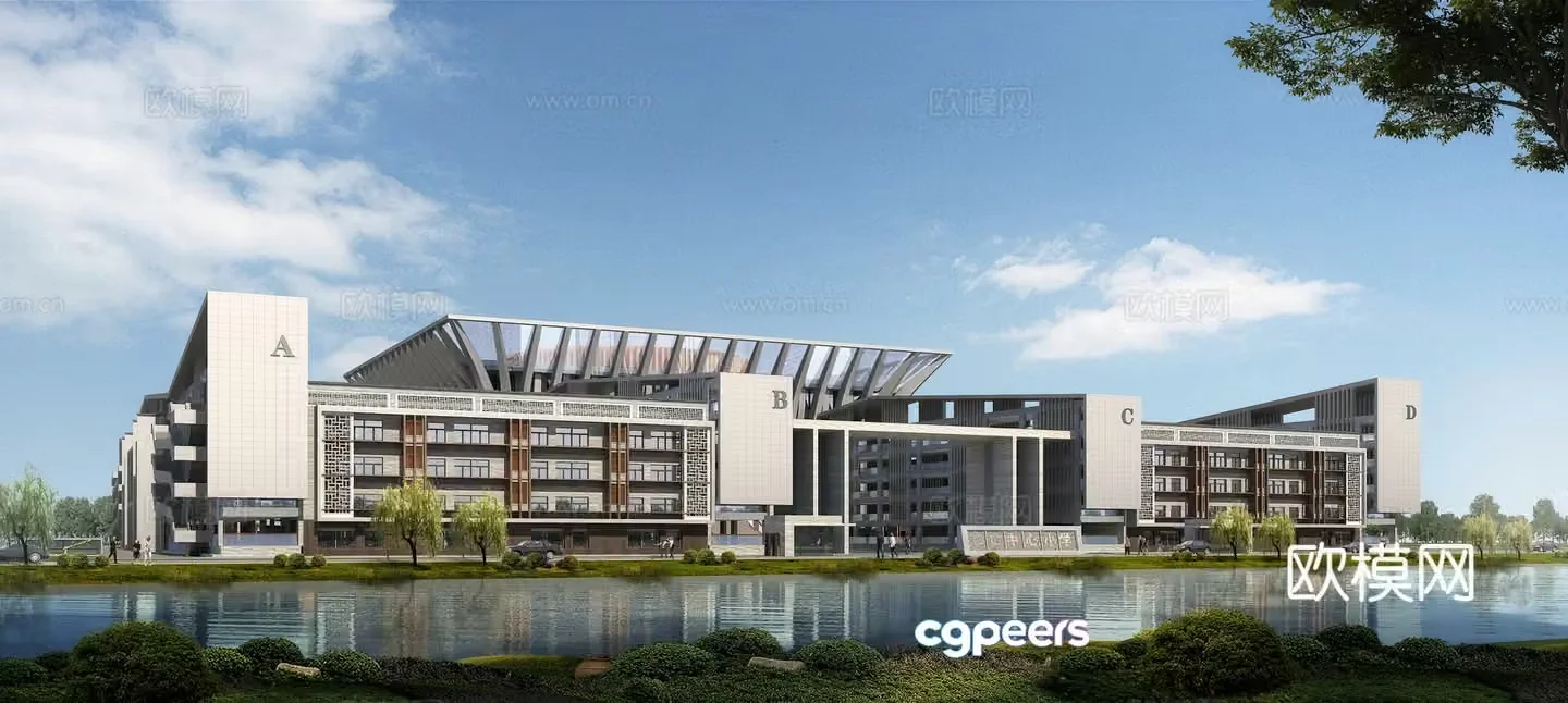 3d model of school facade