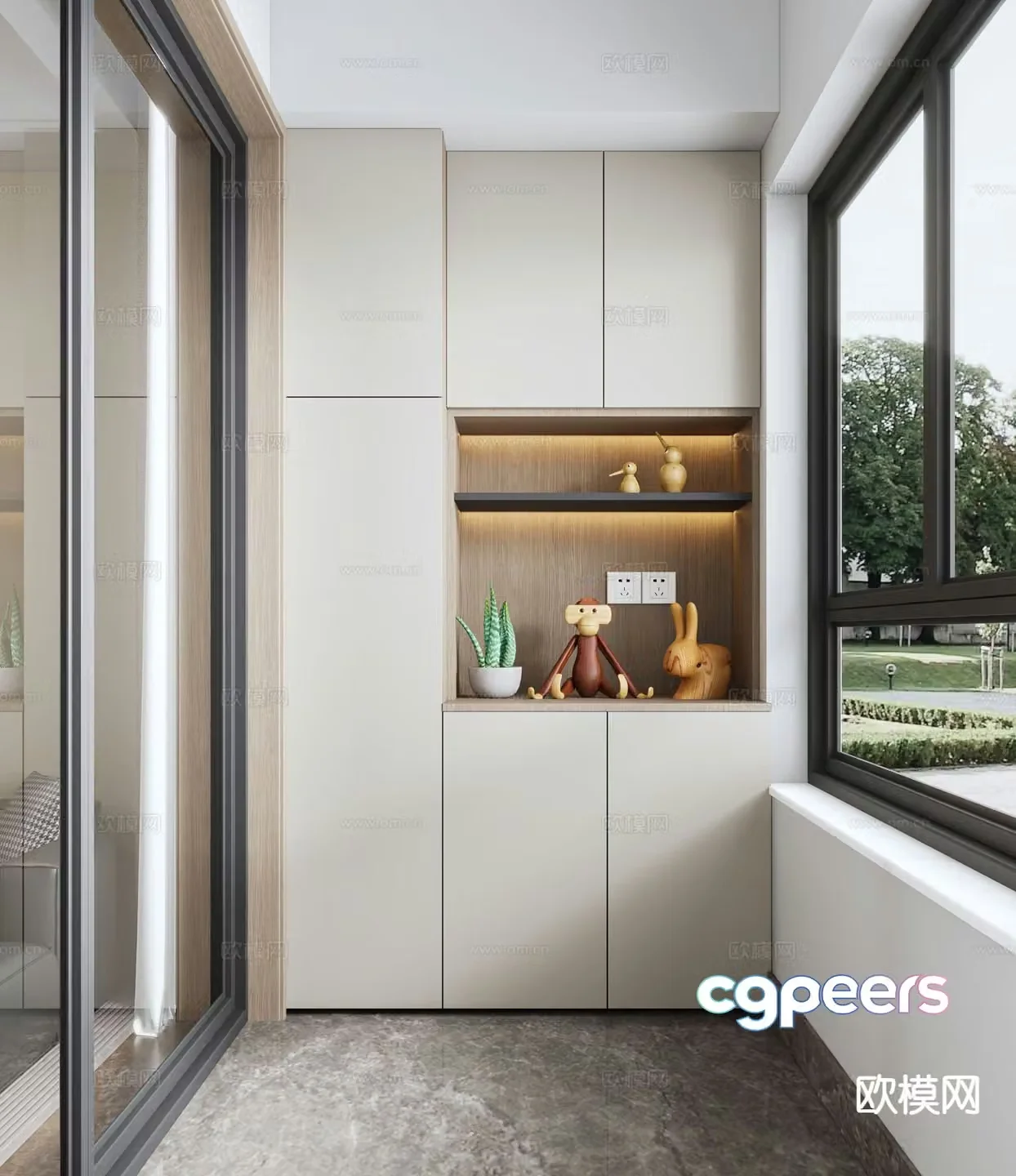Modern shoe cabinet balcony cabinet 3d model
