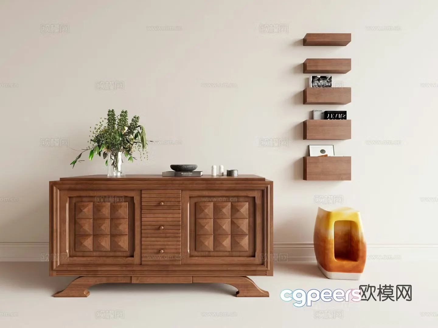 European style entrance cabinet side cabinet 3d model