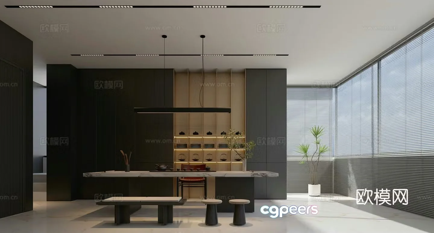 Modern tea room 3d model