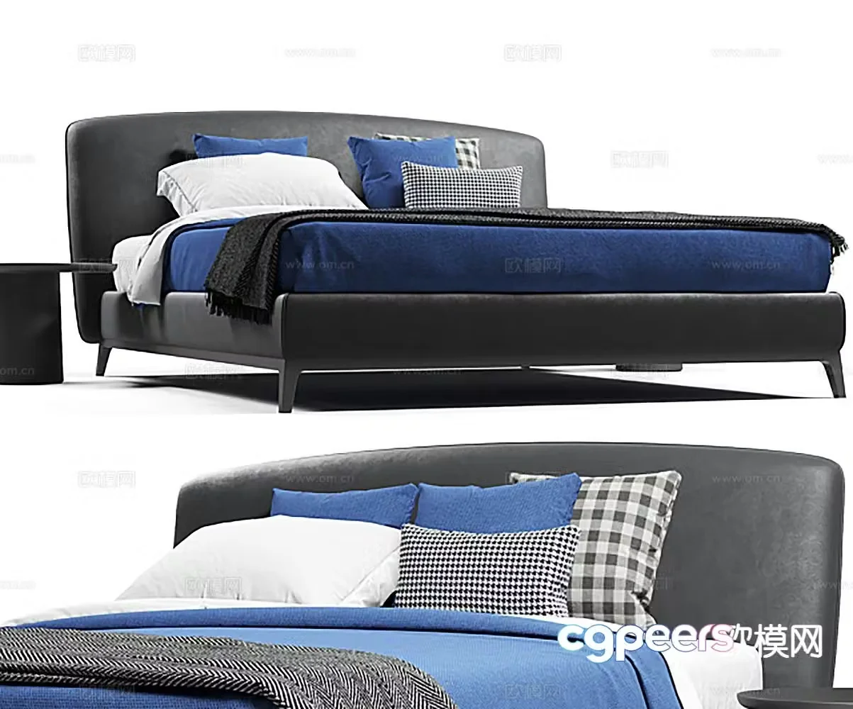 Simple double bed 3d model