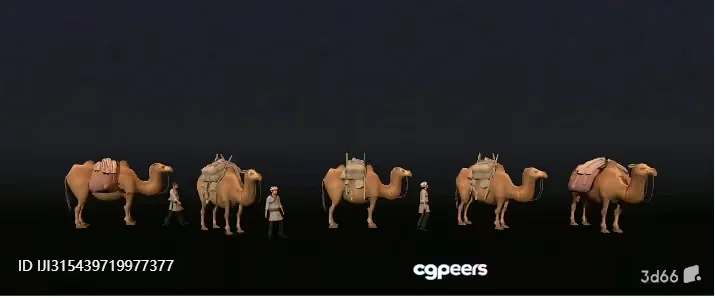 Camels And A Person 3D Model – 3658 – VRAY Render